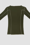 BASERANGE Long Sleeve T-Shirt TTML Collection Ribbed Cotton Portugal BAS-TTML-RB-WI23-LV Green